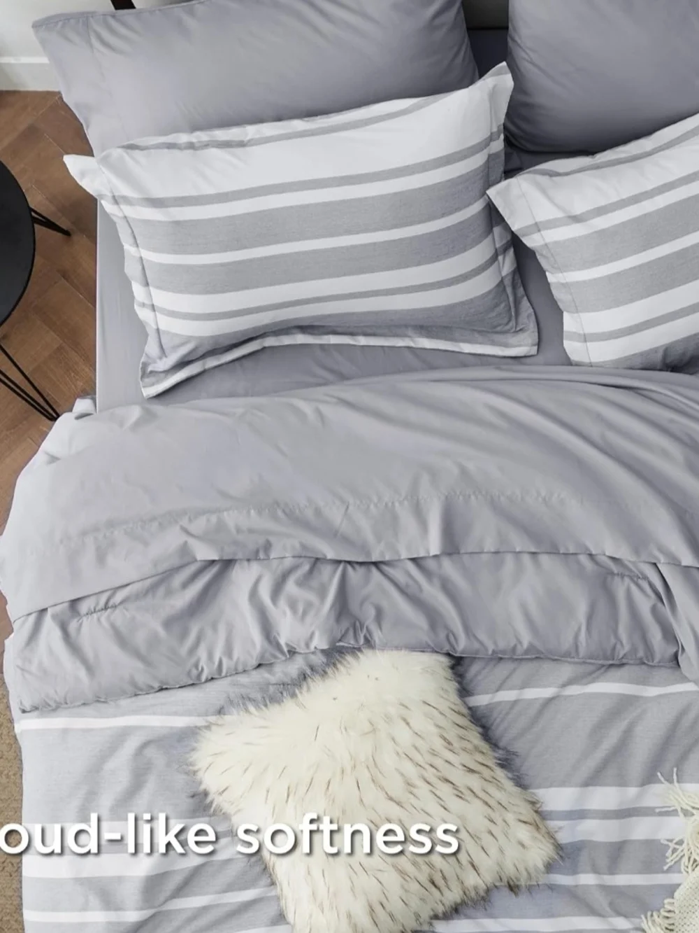 Gray & White Striped Comforter Set